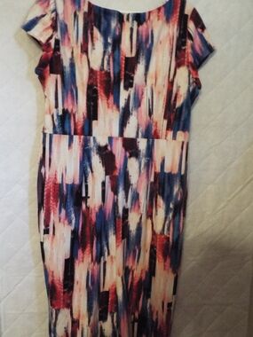 Hal Rubenstein Abstract Print Sheath Dress in Blue and Pink Size XL